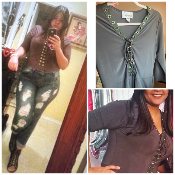 Caren sport women’s green army Long Sleeve Bodysuit with Lace Up Front size 1XL - Picture 2 of 10